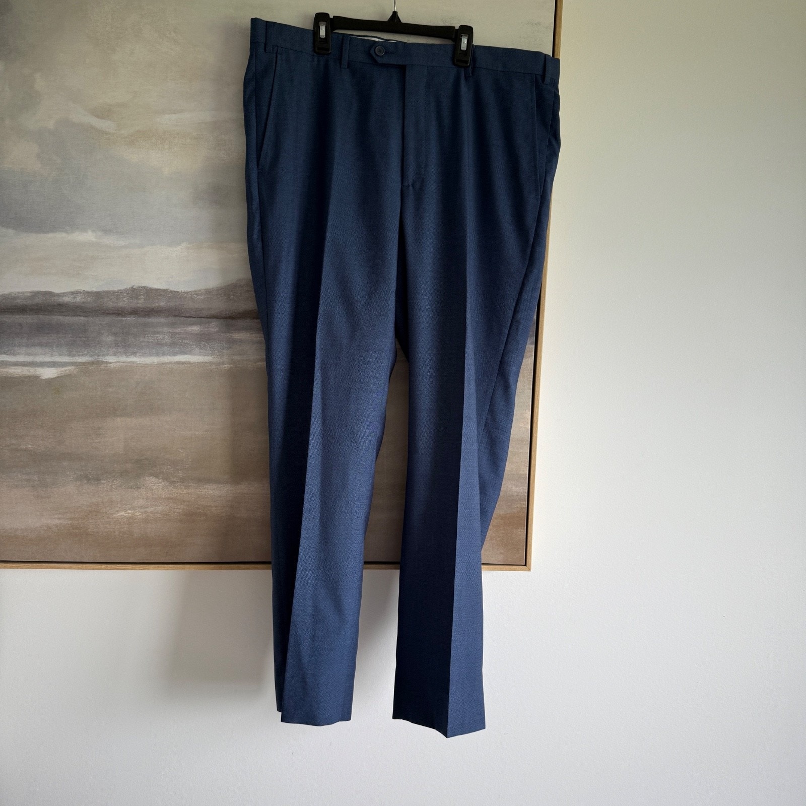 Santorelli Italy 'Roma' Flat Front Wool Dress Navy Slacks 38x31, $255 Retail